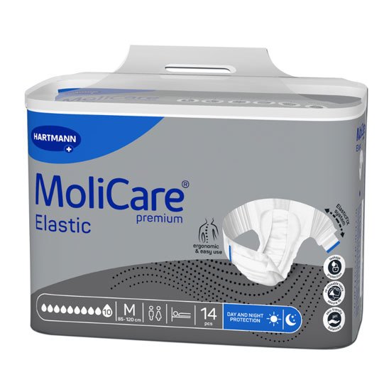 Fraldas MOLICARE PREMIUM ELASTIC 10 GOTAS M (14 uni)