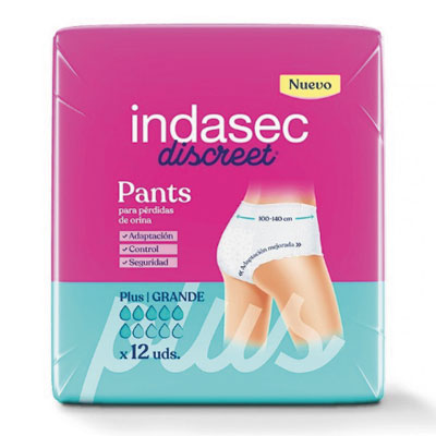 Cuecas-fraldas INDASEC PANT PLUS L (12 uni)