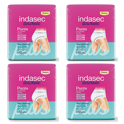Cuecas-fraldas INDASEC PANT PLUS L (4x12 uni)
