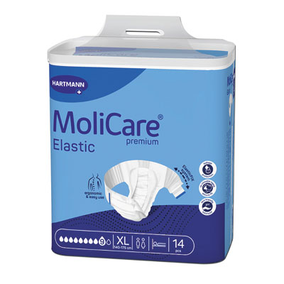 Fraldas MOLICARE PREMIUM ELASTIC 9 GOTAS XL (14 uni)