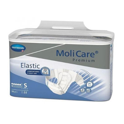 Fraldas MOLICARE PREMIUM ELASTIC 6 GOTAS S (30 uni)