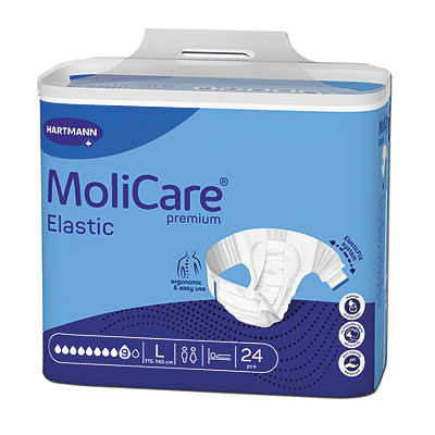 Fraldas MOLICARE PREMIUM ELASTIC 9 GOTAS L (24 uni)