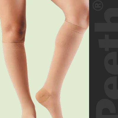 Meias de compressão PEETH até ao joelho, biqueira aberta compressão I, bege vários tamanhos